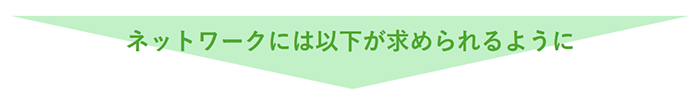 ネットワークには以下が求められるように